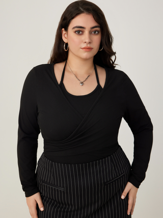 Rib Patchy Halter Top Curve & Plus