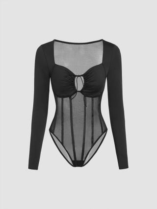 Knit Sweetheart Cut Out Corset Bodysuit