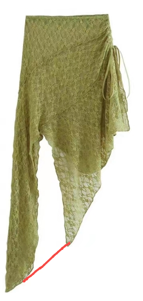 Lace Mid Rise Asymmetrical Hem Drawstring Midi Skirt