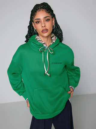 NO MORE SLOGAN Terry Drawstring Hoodie