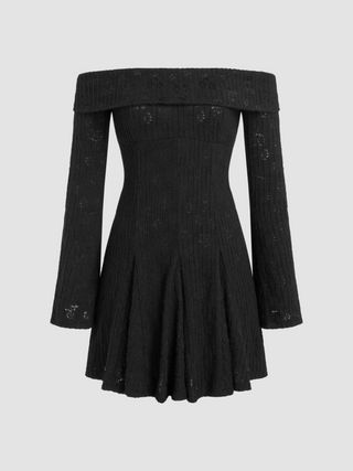 Off-shoulder Lace Ruffle Mini Dress