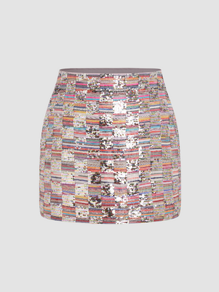Patchy Sequin Mid Waist Mini Skirt Curve & Plus