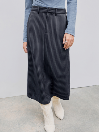 Mid Waist Stripe Pencil Maxi Skirt