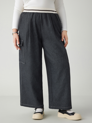 Middle Waist Wide Leg Trousers Curve & Plus