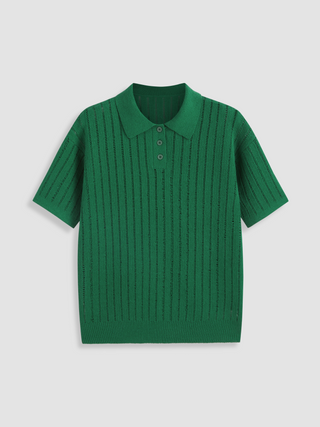 Polo Solid Knitted Short Sleeve Top
