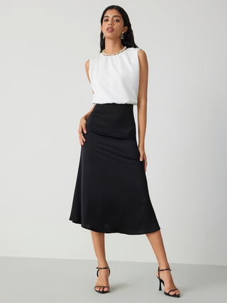 Round Neck Sleeveless Ruffle Midi Dress