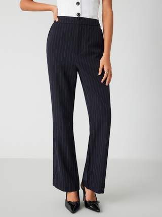 Middle Waist Stripe Flared Trousers