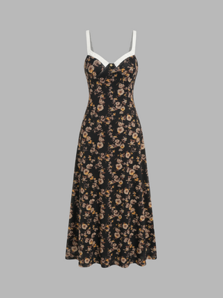 Mesh Sweetheart Floral Maxi Dress