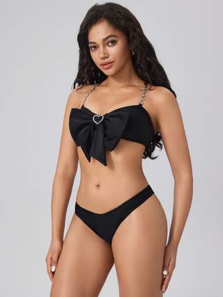 Rhinestone Chain Bowknot Bikini Set