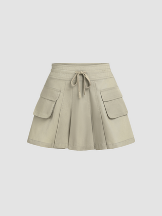 Mid Rise Knotted Pocket Cargo Mini Skirt