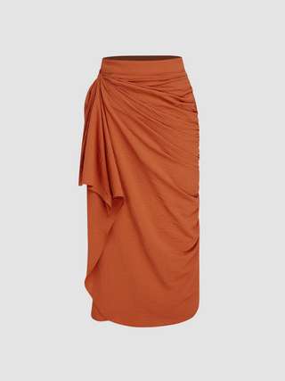 Mid Rise Ruched Maxi Skirt