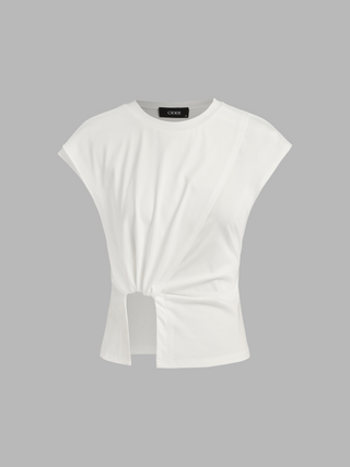 Round Neck Cut Out Solid Tank Top