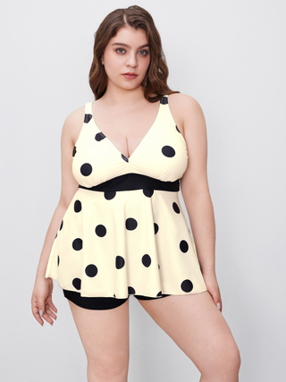 Polka Dot Swim Dress With Bikini Shorts Curve & Plus