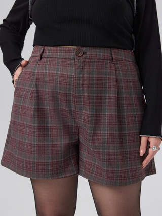 Mid Rise Pocket Geometric Houndstooth Shorts Curve & Plus