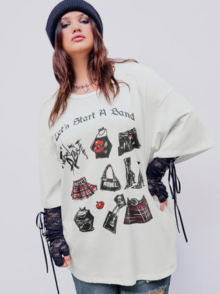 Let's Start A Band Graphic Short Sleeve Tee Curve & Plus