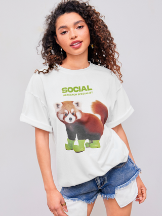Round Neck Social Research Specialist Panda Graphic Tee