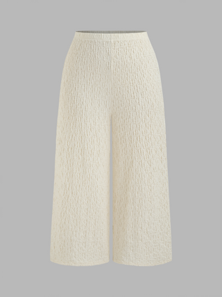 Mid Rise Solid Texture Straight Leg Trousers Curve & Plus