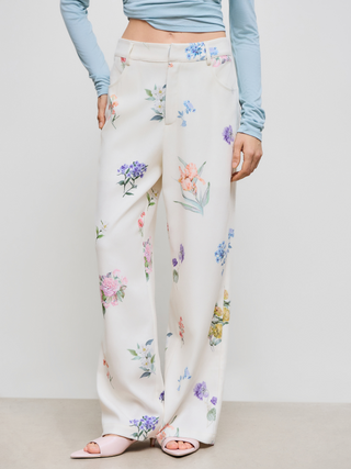 Mid Rise Floral Pocket Straight Leg Trousers