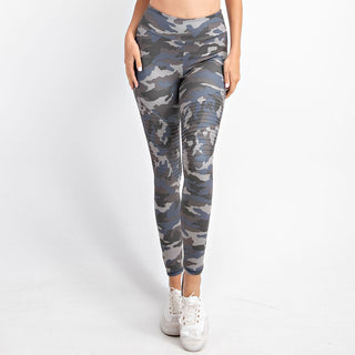 Plus Size Camo Print Moto Leggings
