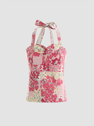 Pink Mood All Day Floral Halter Top