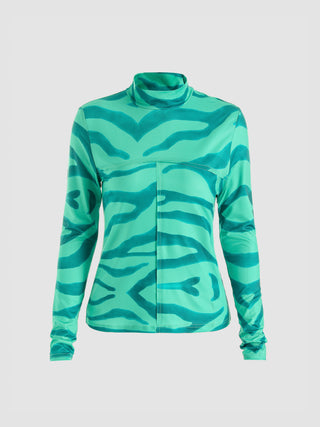 Green Animal Print Long Sleeve Tee