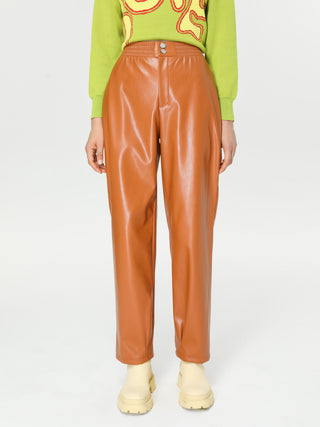 Essential Tan Faux Leather Trousers