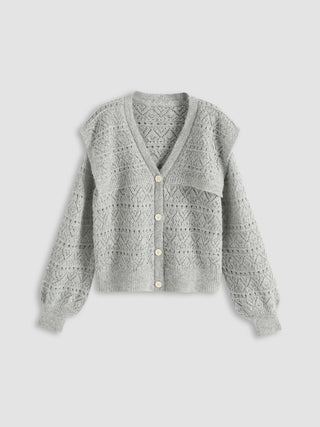 Grey Texture Striped Cardigan