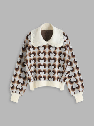 Heart Wave Ruffle Hem Sweater
