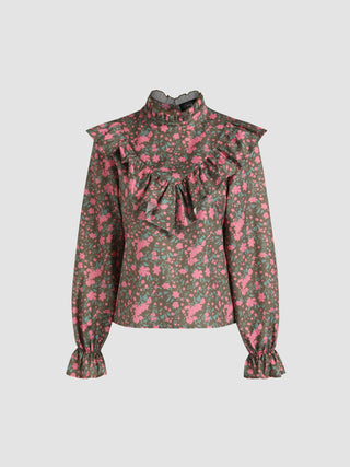 Floral All Over Print Bertha Top