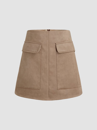 Faux Suede Suit-half Skirt