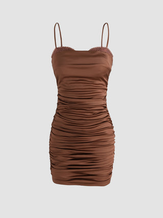 Satin Ruched Cami Dress