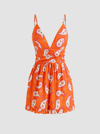 Paisley Deep-V Romper