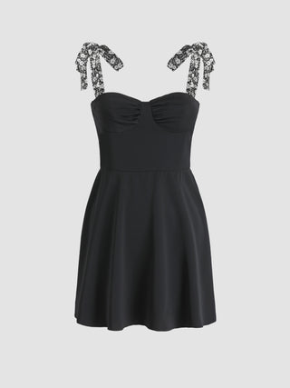 Patchy Floral Tie Shoulder Mini Dress