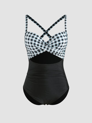 Gingham Patchy One Piece Swimsuit
