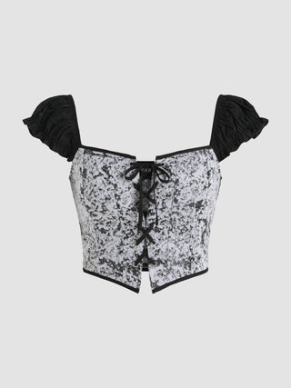 Illusion Lace Up Corset Top