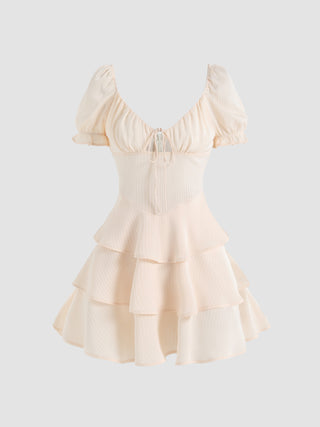Ruffle Trim Layered Hem Dress