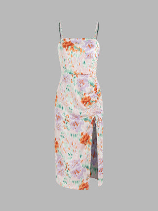Illusion Drawstring Mini Dress