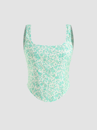 Floral Print Corset Tank Top