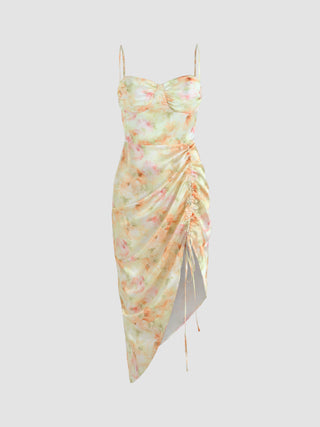 Floral Ruched Cami Midi Dress