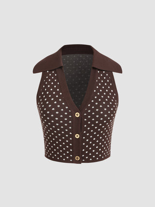 Polka Dot V-neck Knit Tank top