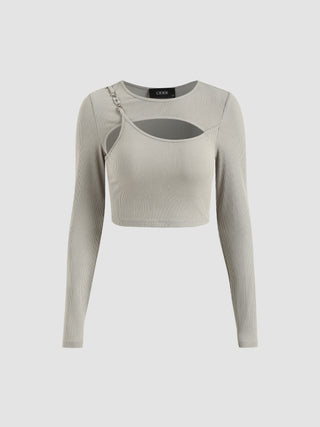 Rib Cut Out Chain Detail Tee