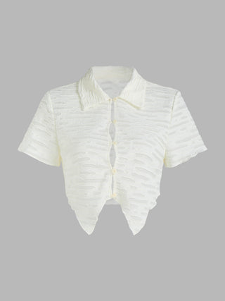 Short Sleeve Button Down Crop Top