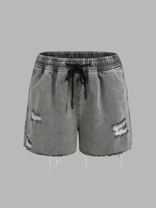 Ripped Denim Shorts