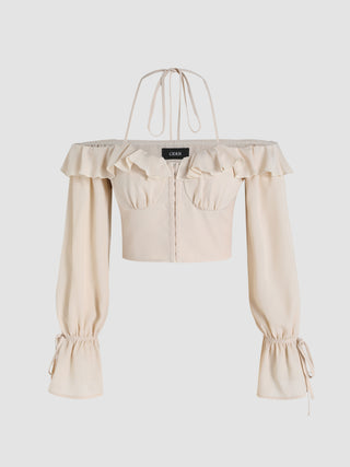 Ruffle Buckle Halter Top