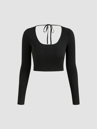 Halter Rib Knit Top