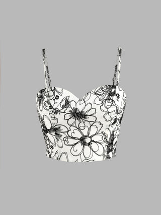 Floral Zip Up Crop Tank Top
