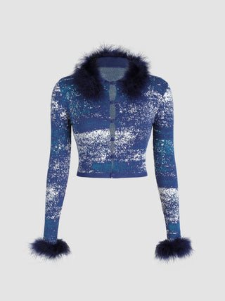 Fuzzy Hollow Out Cardigan