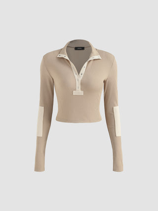 Patched Polo Knitted Top