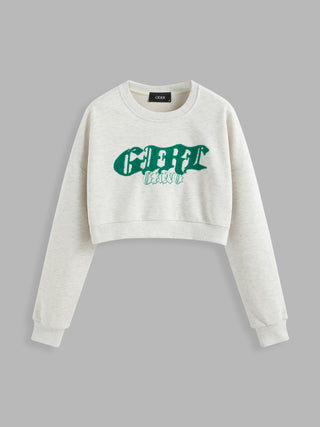Graphic Oversized Crop Sweatshirt