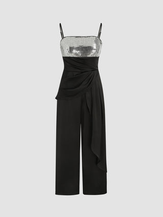 Sequin Sleeveless Straight Leg Jumpsuit